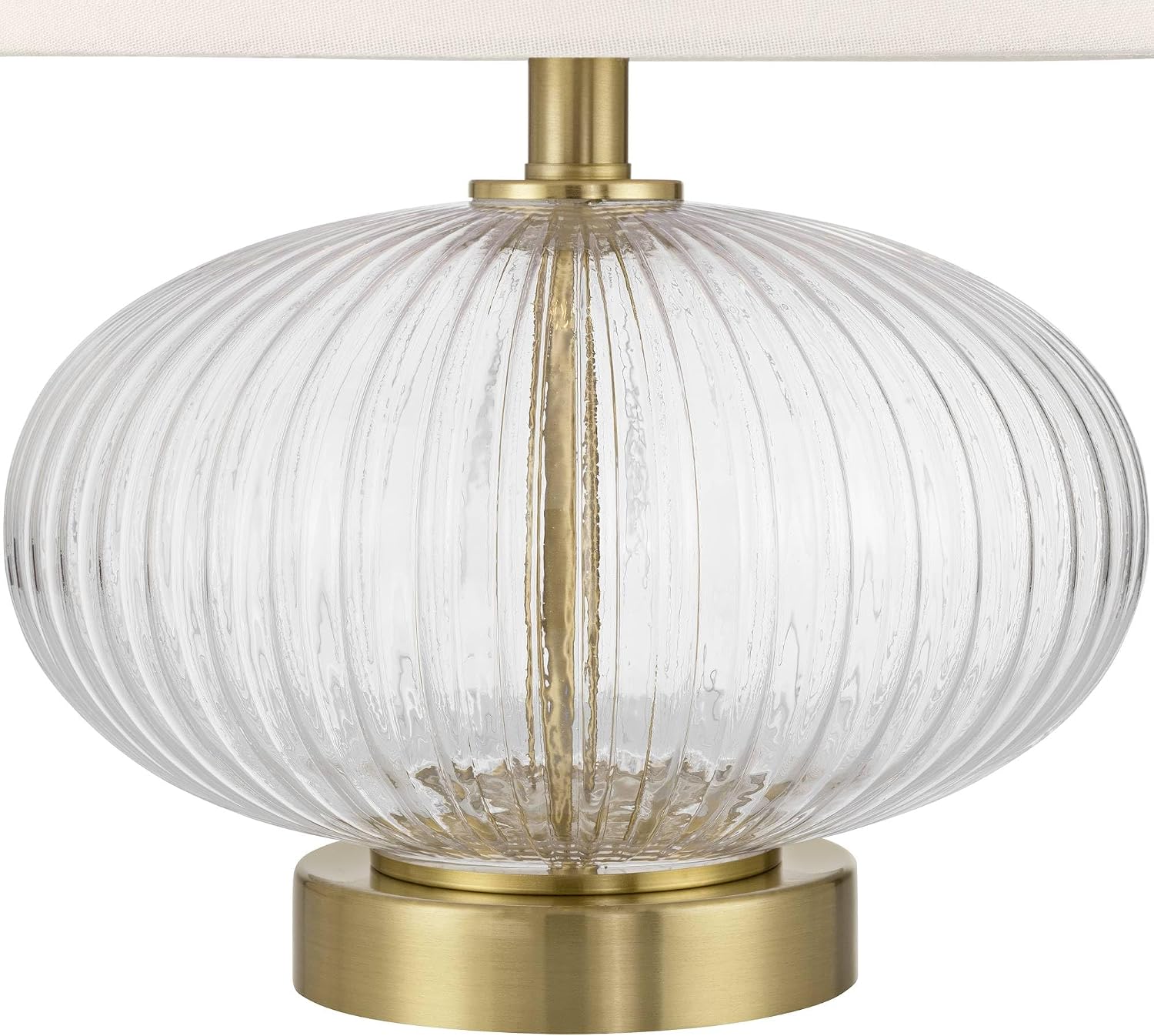 360 Lighting Darrah 19' High Small Mid Century Modern Accent Table Lamps Set of 2 USB Port Clear Glass Gold Brass Finish Off-White Shade Living Room Charging Bedroom Bedside Nightstand House Office