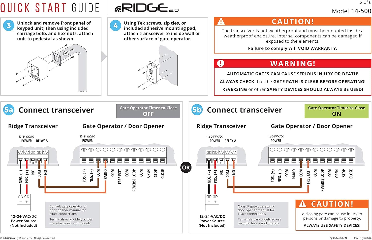 Keypad Access Control AAS Ridge Gate Exterior Digital KEYPAD Wireless with Transceiver