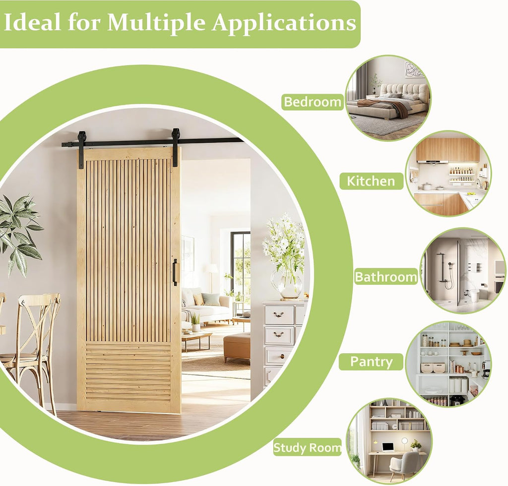BARNER HOME 36in x 84in Sliding Barn Door with 6.6ft Barn Door Hardware Kit Included, Pre-Drilled Easy to Assemble, DIY Unfinished Solid Core Single Interior Door, Natural
