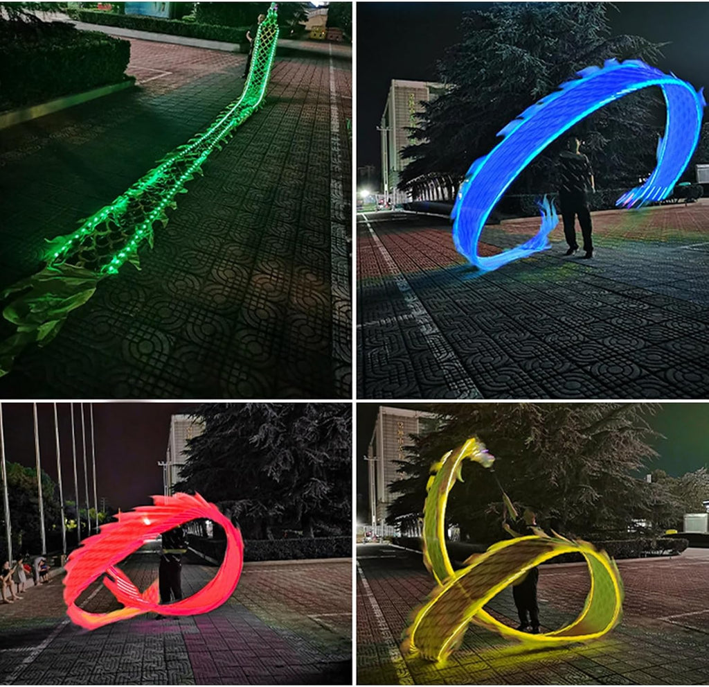 Dragon Silk-Like Flowy Spinning & Shaking Poi, Colorful Light Up Dragon Scale Pattern Dragons Dance Fitness Throw Streamer, Ribbon Toy for Colleagues/Parents Gifts