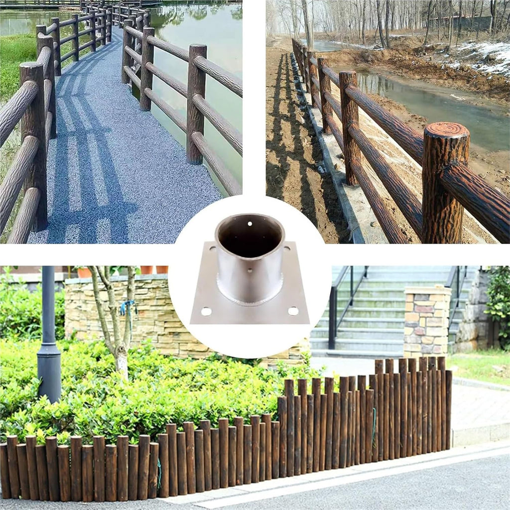 Wooden Fence Pavilion Base Bracket, Round Post Stand Bracket for Porch/Patio/Post Light/Flag Round Posts, Pavilion Base, Sturdy Construction(Dia 3.1 X 3.1IN(80 X 80MM),2 pcs)