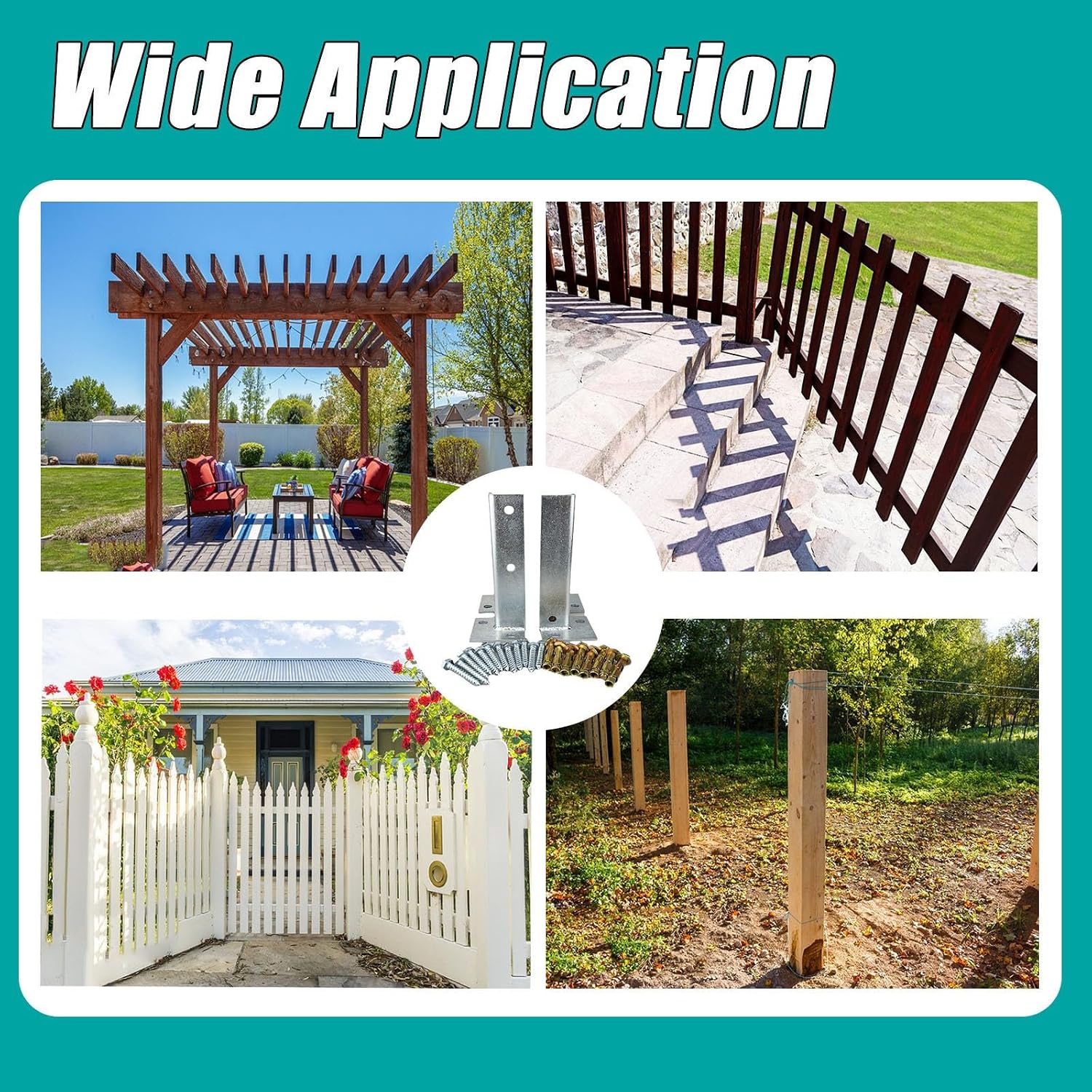 Adjustable Half Post Bracket for Repairing and Strengthening Post, Sturdy Mailbox Post Anchors, Pavilion Deck Railing Column Base Fit 1x1 2x2 3x3 4x4 1x2 2x3 2x4 Post(4PCS)