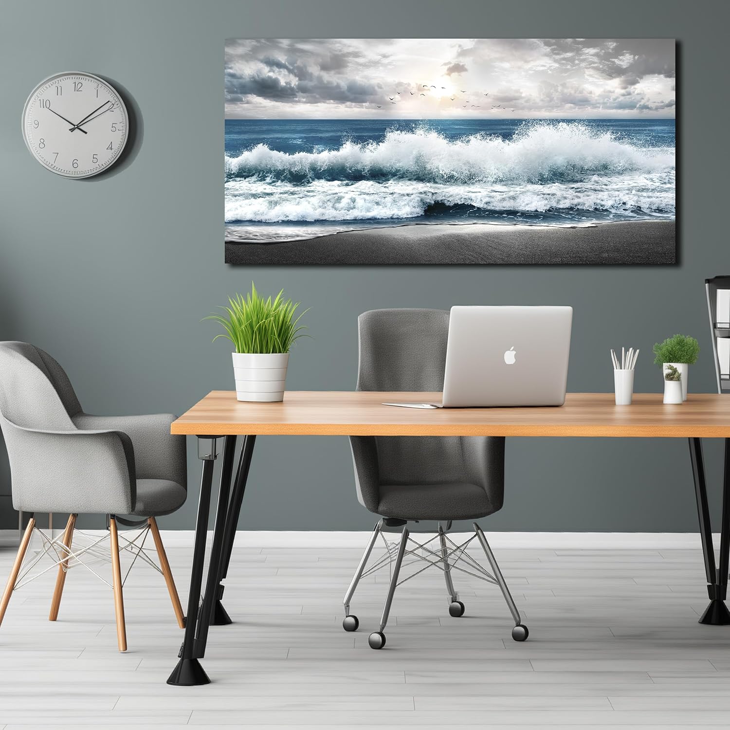 MDHKVPM Blue Beach Wall Decor For Bedroom Ocean Canvas Wall Art For Living Room Large Size,Office Corridor Apartment Wall Paintings Ready to Hang 29 x 58 Inch