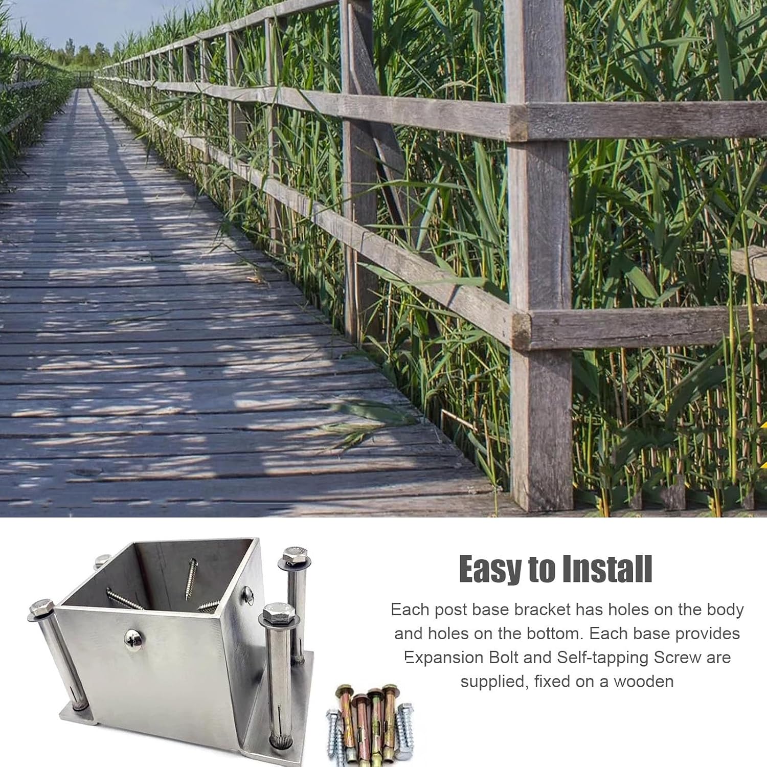 Metal Fence Post Bracket - Outdoor Support for Wood Columns and Mailbox Posts(145x145mm)