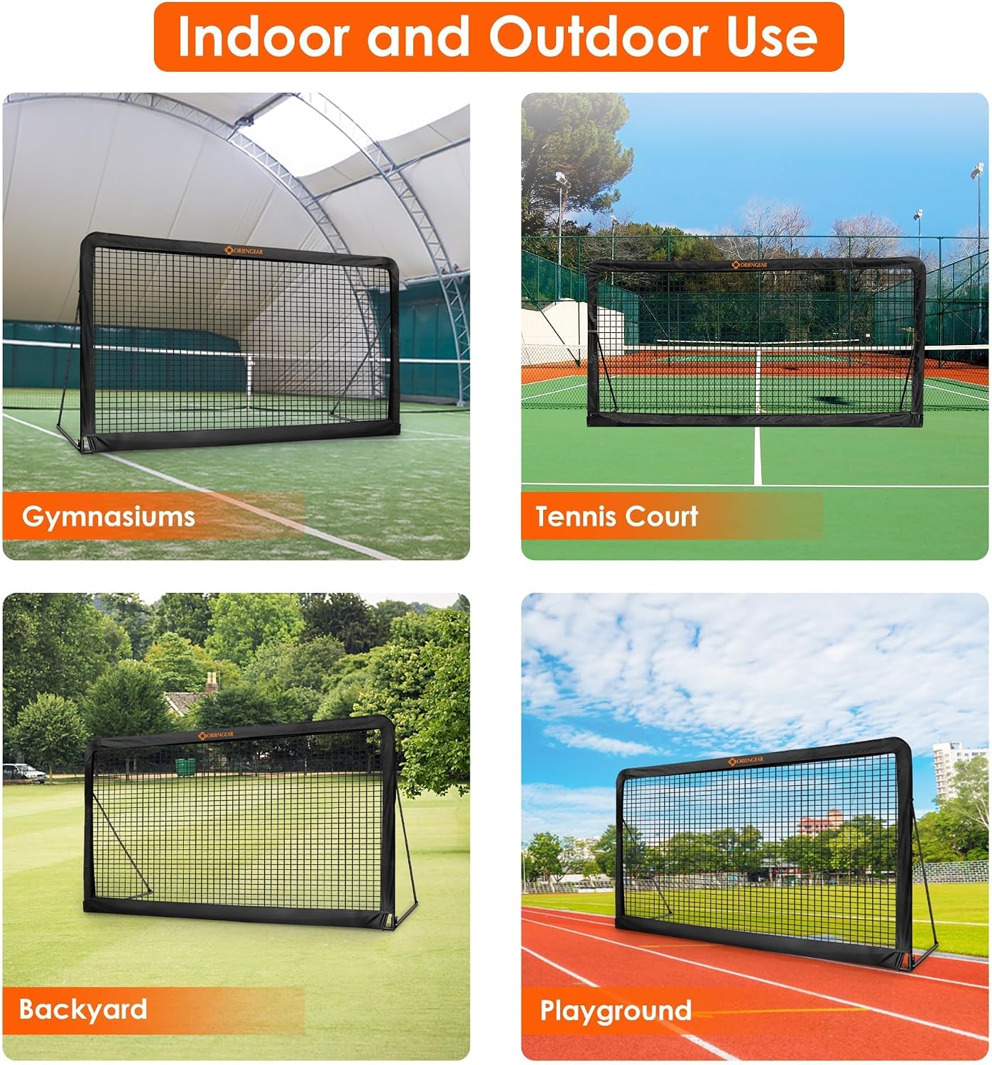 Tennis Rebound Practice Wall - 12ft x 6ft Rebounder Net for Tennis & Racquet Sports Ball & Pickleball, Training Tennises Backboard Net for Court Backyard and Indoor & Outdoor Training, Black