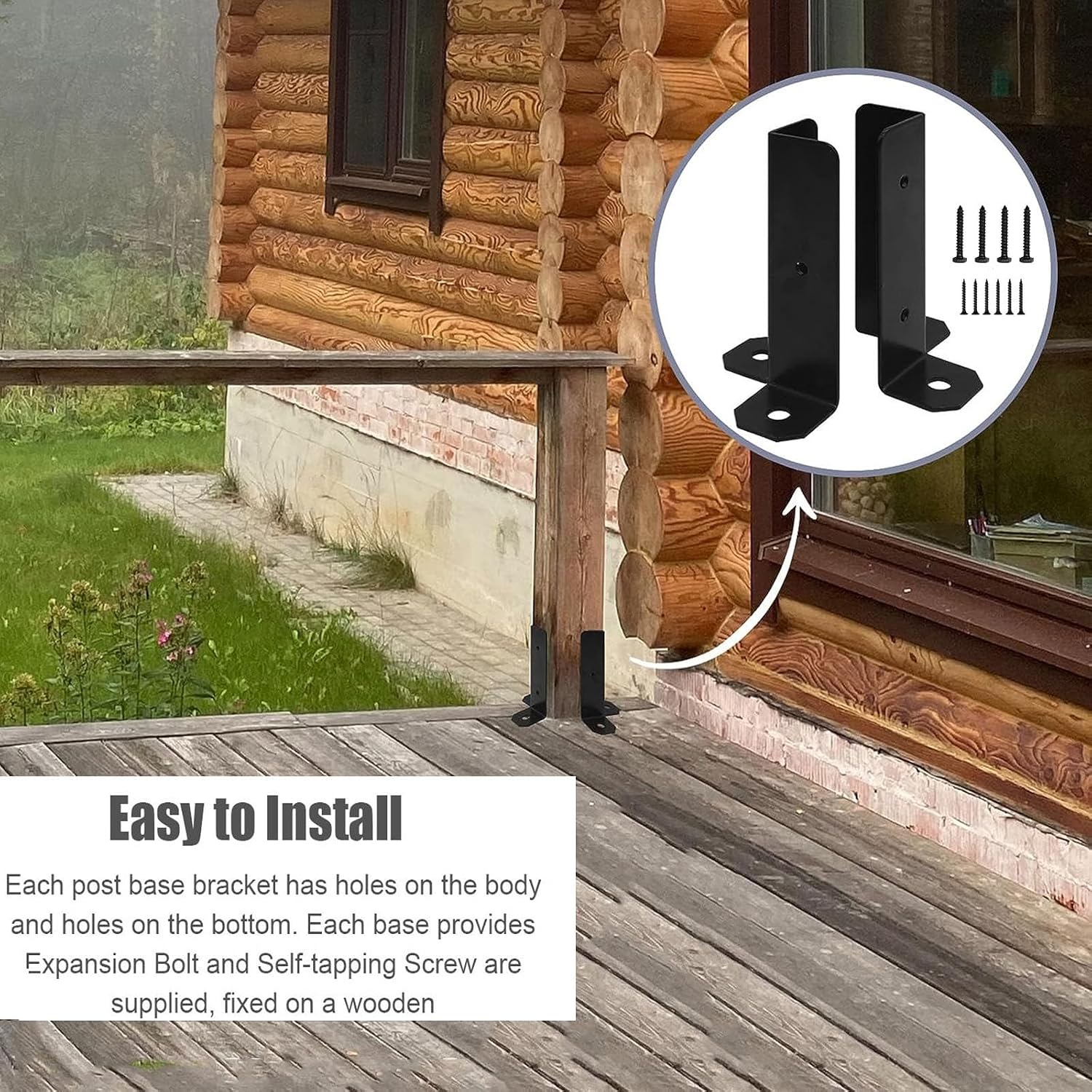Heavy Duty Half Column Base with Installation Kit Adjustable Wood Fence Post Brackets, Wooden Mailbox Railing Stand Base(8pack)