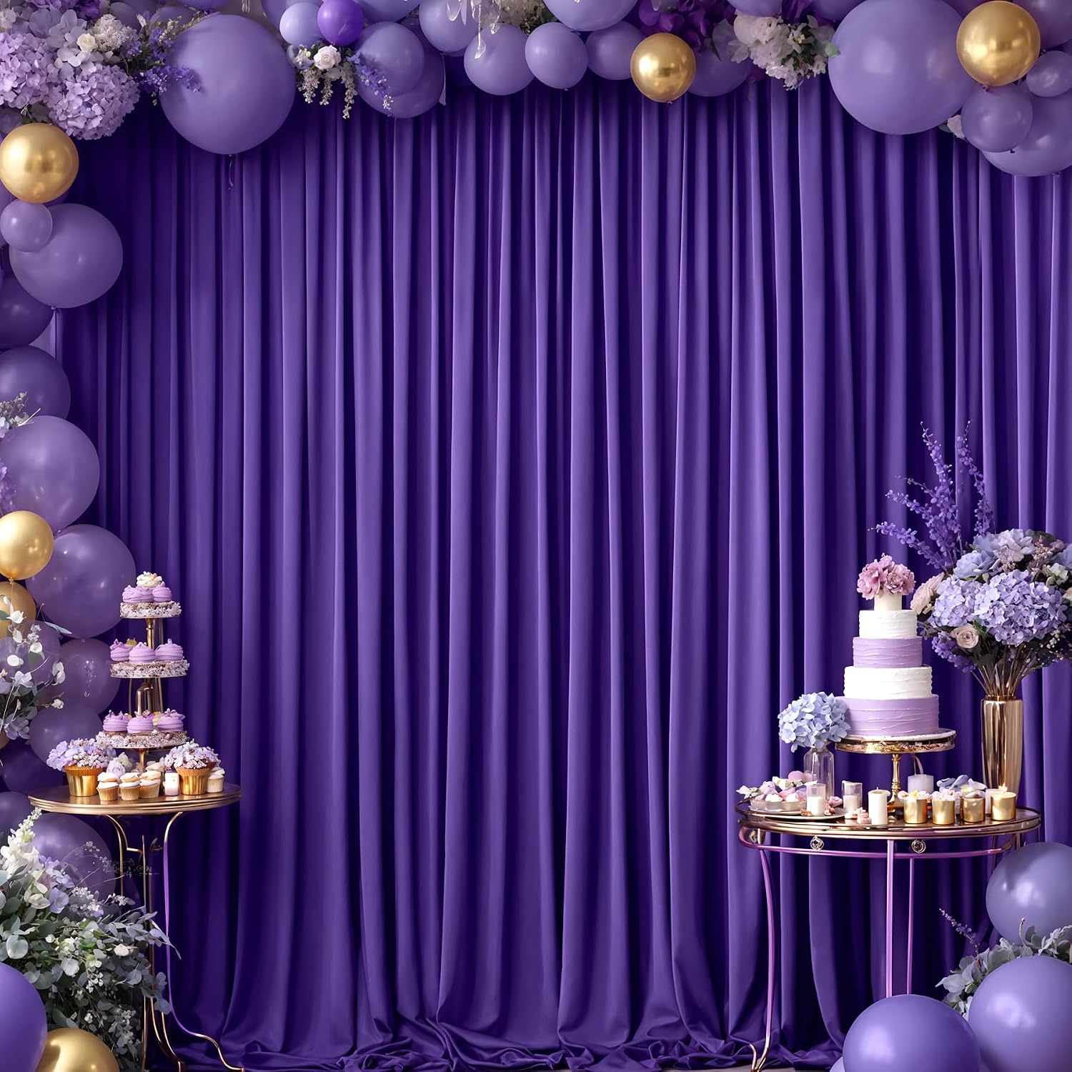 40x10FT Dark Purple Backdrop Curtains for Wedding Parties, Wrinkle Free Polyester Photography Backdrop Drapes for Baby Shower Birthday Parties Stage Background Stand Decorations 4x10ft,10 Panels