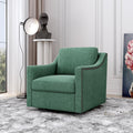 360° Swivel Armchair, Cotton Linen Skin-Friendly Fabric, Ergonomic Design with Brass Nail Decor, Accent Chair for Living Room & Bedroom