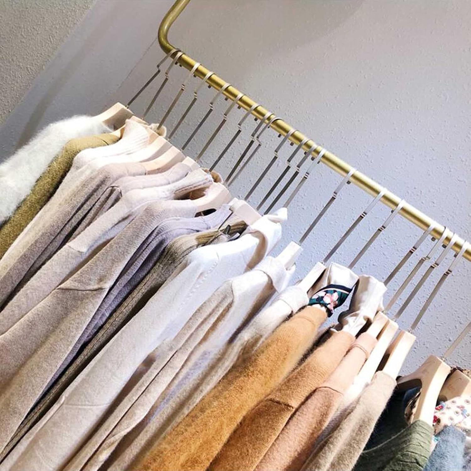 Clothing Store Display Racks, Wall-Mounted Heavy-Duty Clothes Rails, Detachable Clothes Storage Racks, Metal Ceiling Hangers for Bridal Shops(Golden-80Cmx125Cm