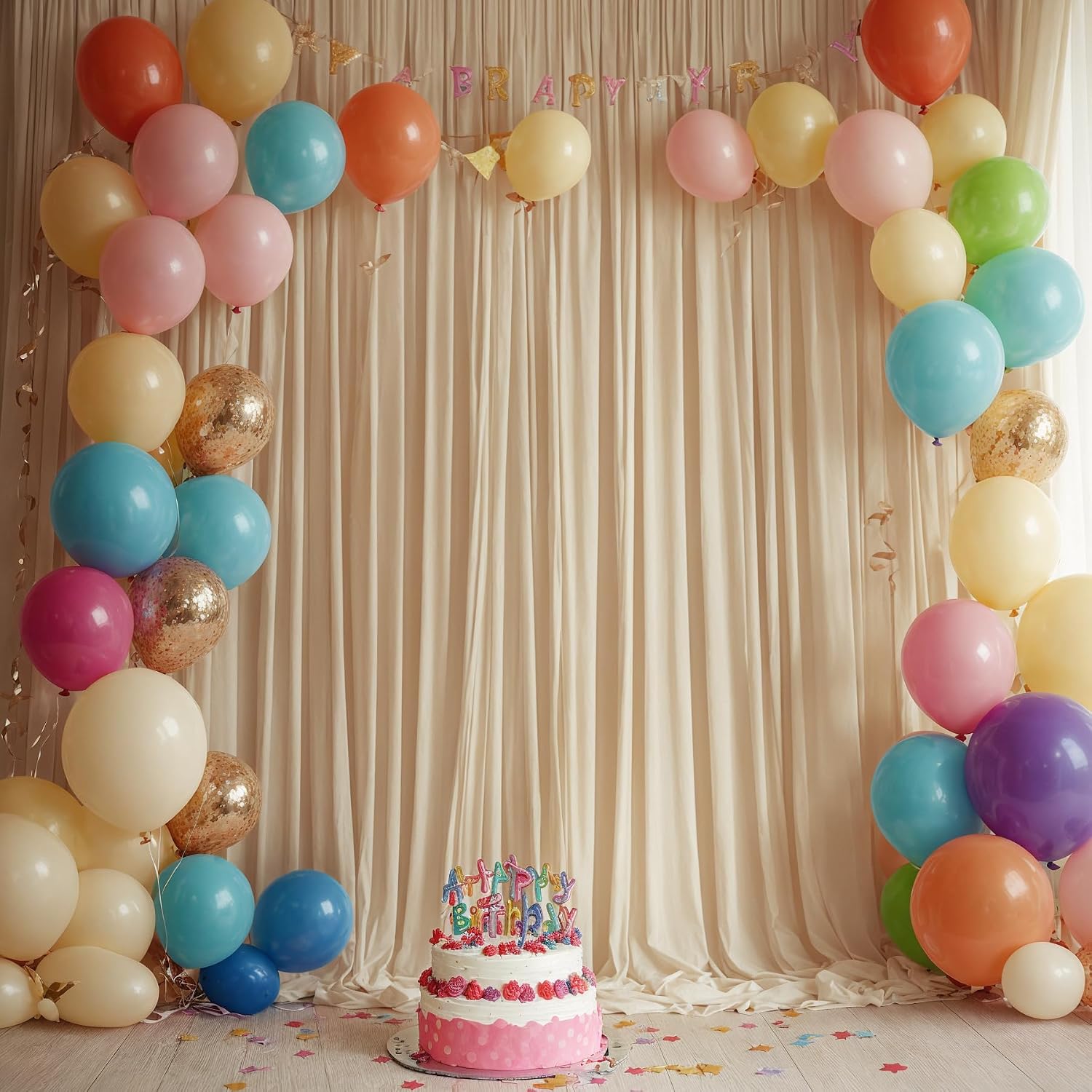 50ftx10ft Wrinkle Free Champagne Backdrop Curtains for Parties, 10 Panels 5x10ft Thick Polyester Backdrop Drapse for Weddings Birthday Photography Background Curtains