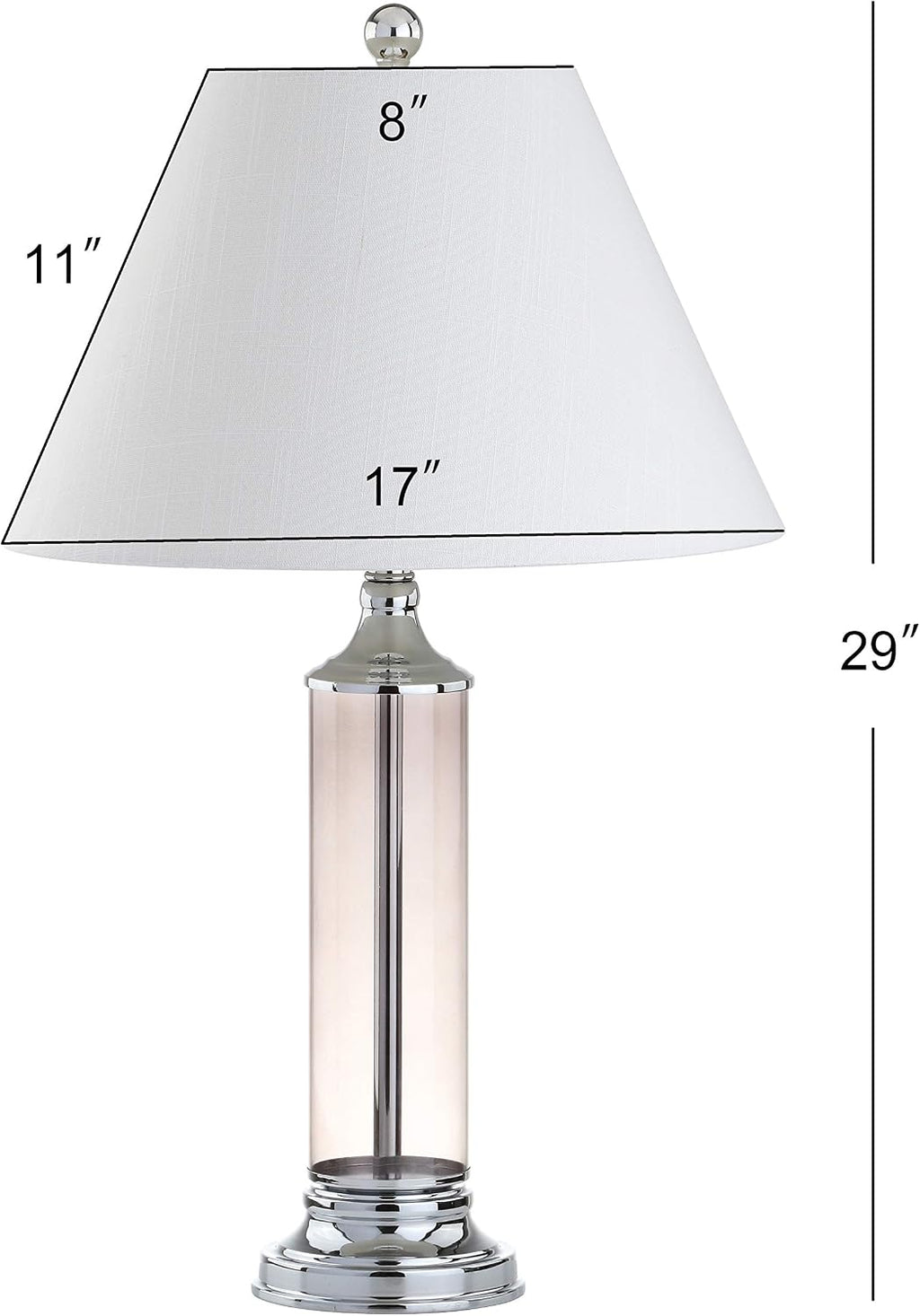 JONATHAN Y 29' Smoked Gray Glass LED Table Lamp Set of 2, Modern Bedside Nightstand Lamps for Living Room Bedroom Office, White Linen Shade, Transitional Decor (JYL4014B-SET2)