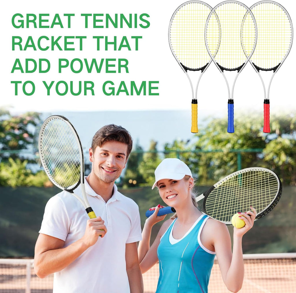 12 Pcs Tennis Rackets for Adult Recreational 12 Players 27'' Tennis Racket Set with 6 Balls Lightweight Tennis Rackets Bulk for Women Men Tennis Training and Beginner with Overgrip and Bag
