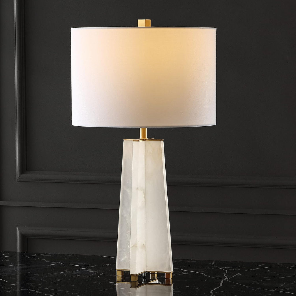 SAFAVIEH Couture Lighting Collection Gracellen Alabaster & Gold 27-inch Bedroom Living Room Home Office Desk Nightstand Table Lamp (LED Bulb Included)