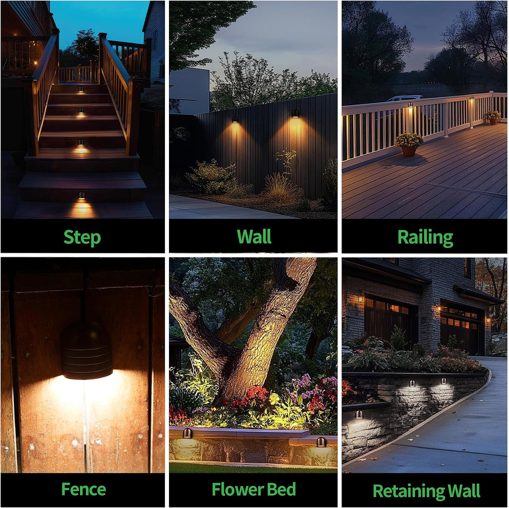 LED Deck Lights - Outdoor Landscape 12V Waterproof Lighting, Low Voltage Step Lights, Warm White & Cool White Adjustable Wired Aluminum Oil-Rubbed Bronze for Wall Stair Yard 8 Pack