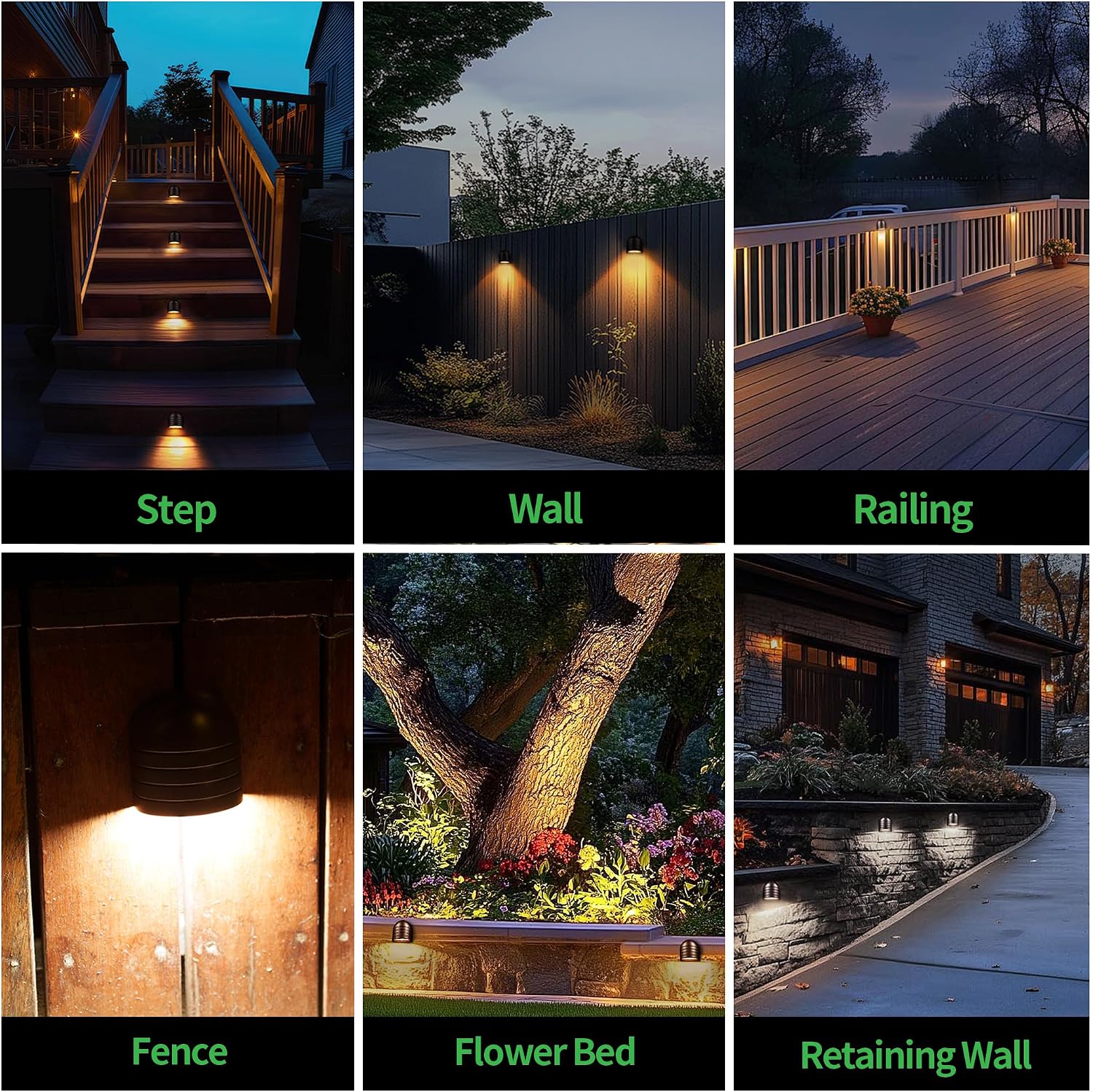 LED Deck Lights - Outdoor Landscape 12V Waterproof Lighting, Low Voltage Step Lights, Warm White & Cool White Adjustable Wired Aluminum Oil-Rubbed Bronze for Wall Stair Yard 8 Pack