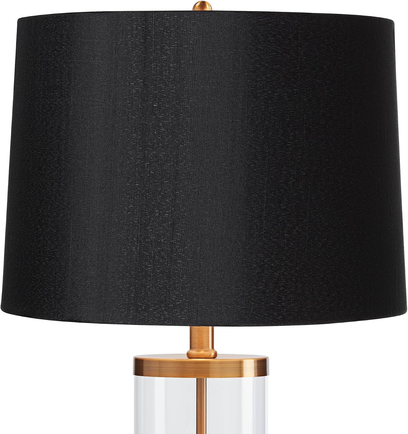 360 Lighting Modern Table Lamp Fillable 26' High Warm Gold Clear Glass Cylinder Black Hardback Drum Shade Decor for Living Room Bedroom House Bedside Nightstand Home Office Family Entryway