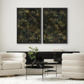 SIGNWIN Framed Canvas Print Wall Art Set Botanical Shadows Dark Floral Illustrations Modern Art Rustic Relax/Calm for Living Room, Bedroom, Office - 24'x36'x2 Black