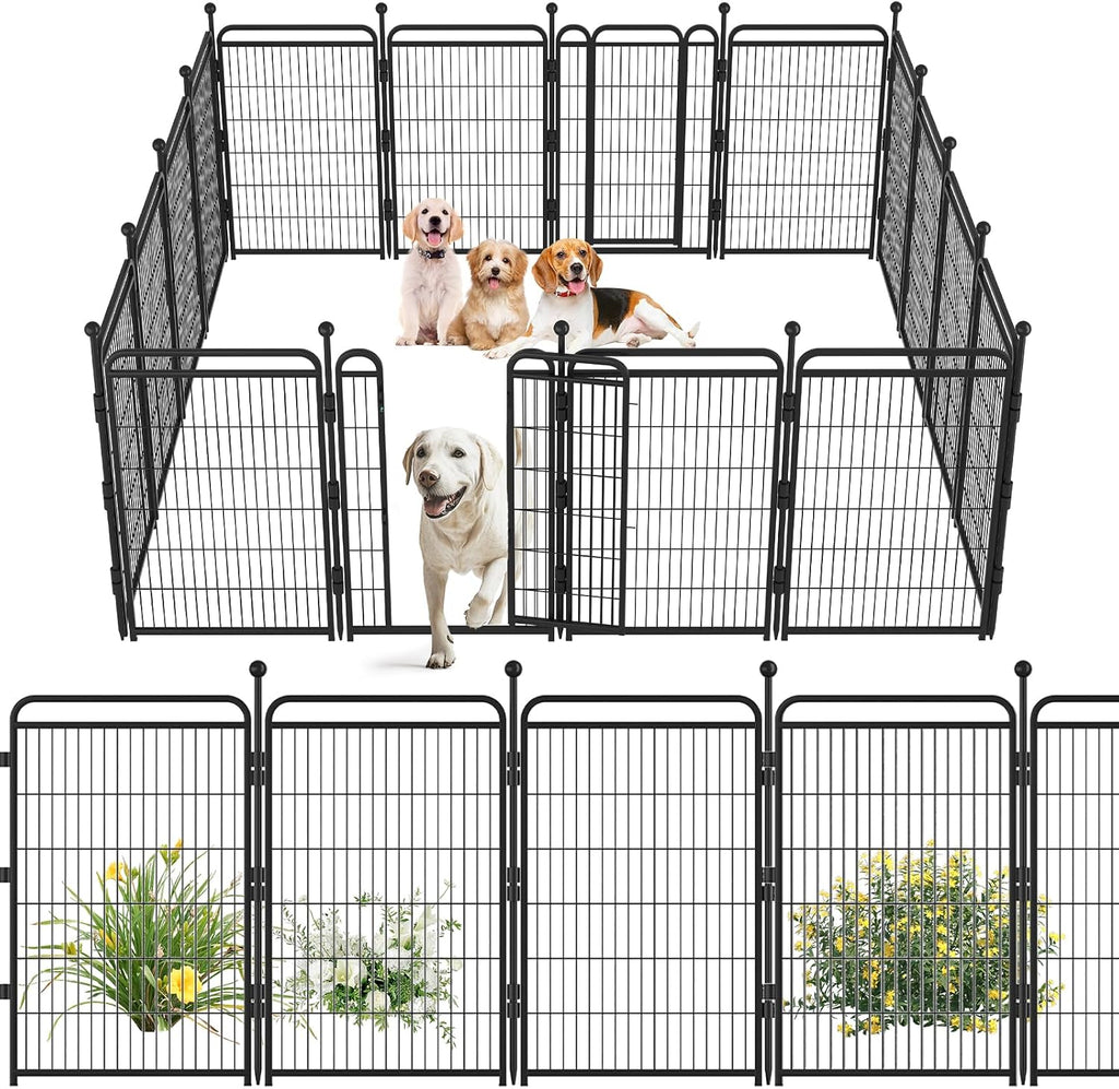 Gardner Pet Dog Playpens, 40' H 16 Panels Dog Pen Outdoor/Indoor Dog Fence Exercise Pen for Small/Medium/Large Dogs, Foldable Pet Play Yard Gate with Gravity Automatic Lock, Pet Playpen, Black