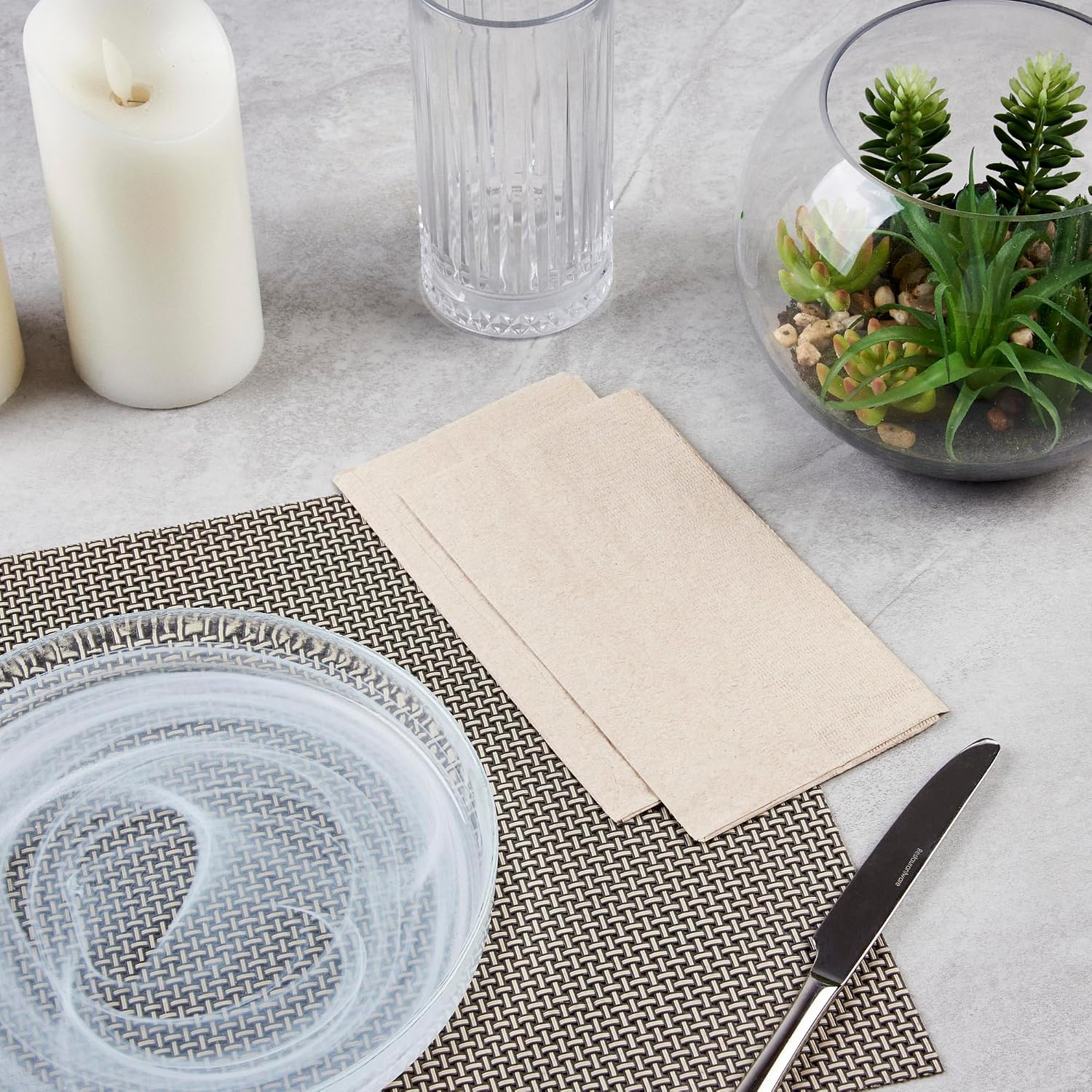 Restaurantware-Saving Nature 17 x 15 Inch Disposable Napkins For Party, 3000 Durable Restaurant Napkins - 2 Ply, With Snowflake Designs, Kraft Paper Napkin, Sustainable, For Cafes Or Homes