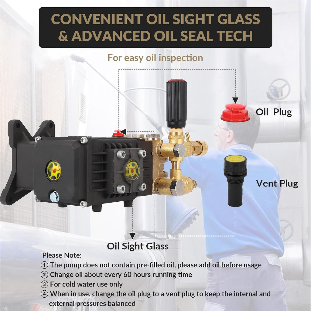 Pressure Washer Pump, 4000 PSI 4.0 GPM, 1 in Shaft Horizontal Plunger, Replacement Power Washer Pumps Kit, Parts Washer Pump, Compatible with Simpson, Ryobi, Subaru, Craftsman