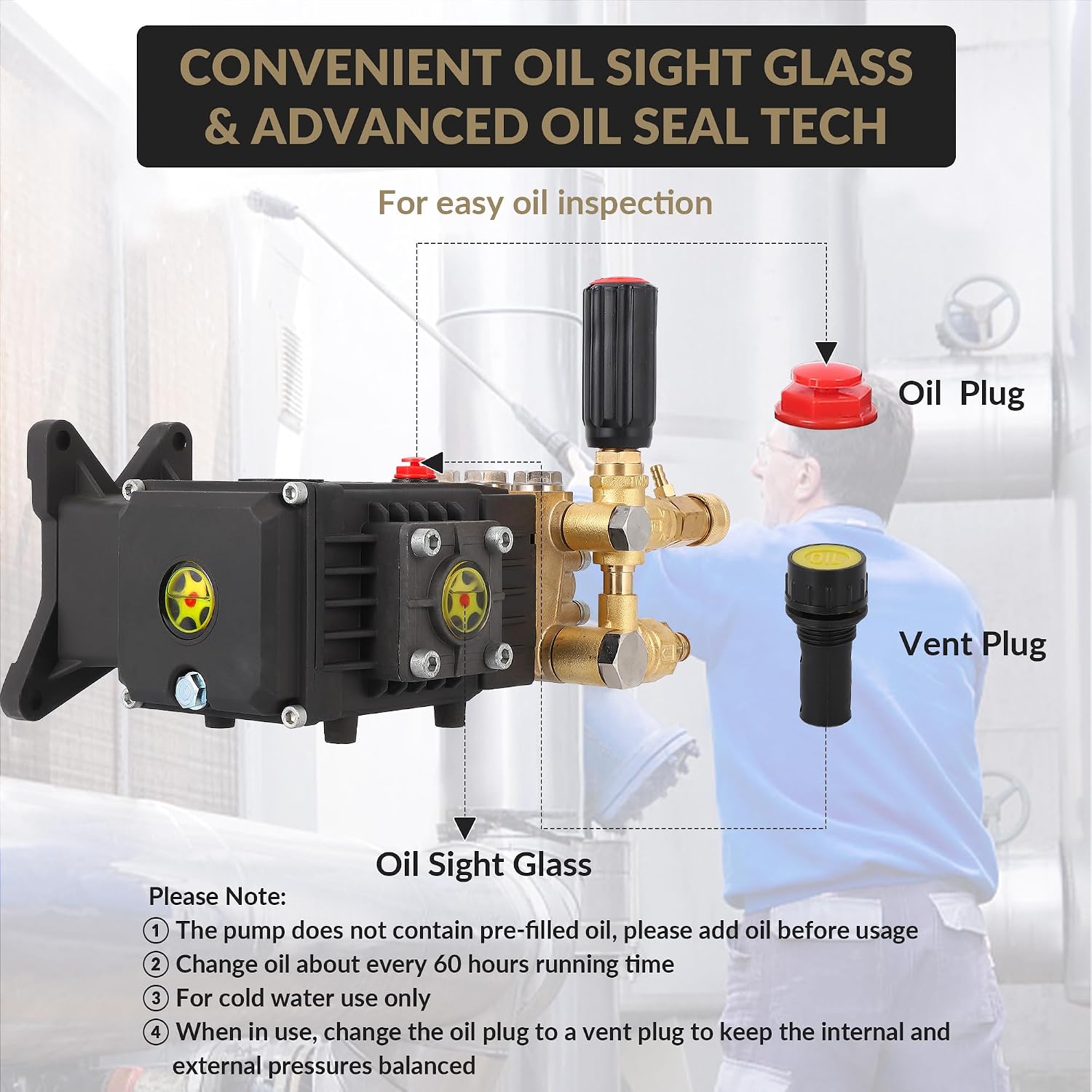 Pressure Washer Pump, 4000 PSI 4.0 GPM, 1 in Shaft Horizontal Plunger, Replacement Power Washer Pumps Kit, Parts Washer Pump, Compatible with Simpson, Ryobi, Subaru, Craftsman