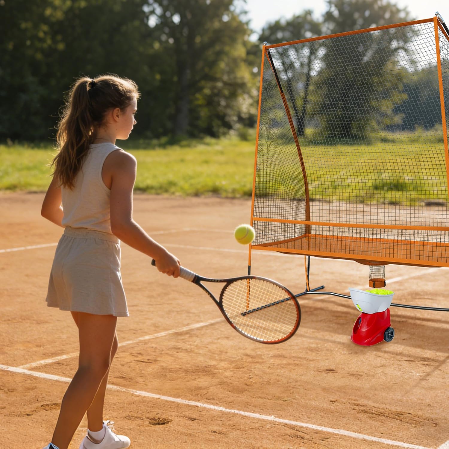 MR Tennis Ball Return Net 7'x6', Freestanding Tennis Training Net, Multi-Sport Training Return Net for Tennis, Pickleball, Softball, Baseball Compatible w/Toss Machine Without Pitching Machine