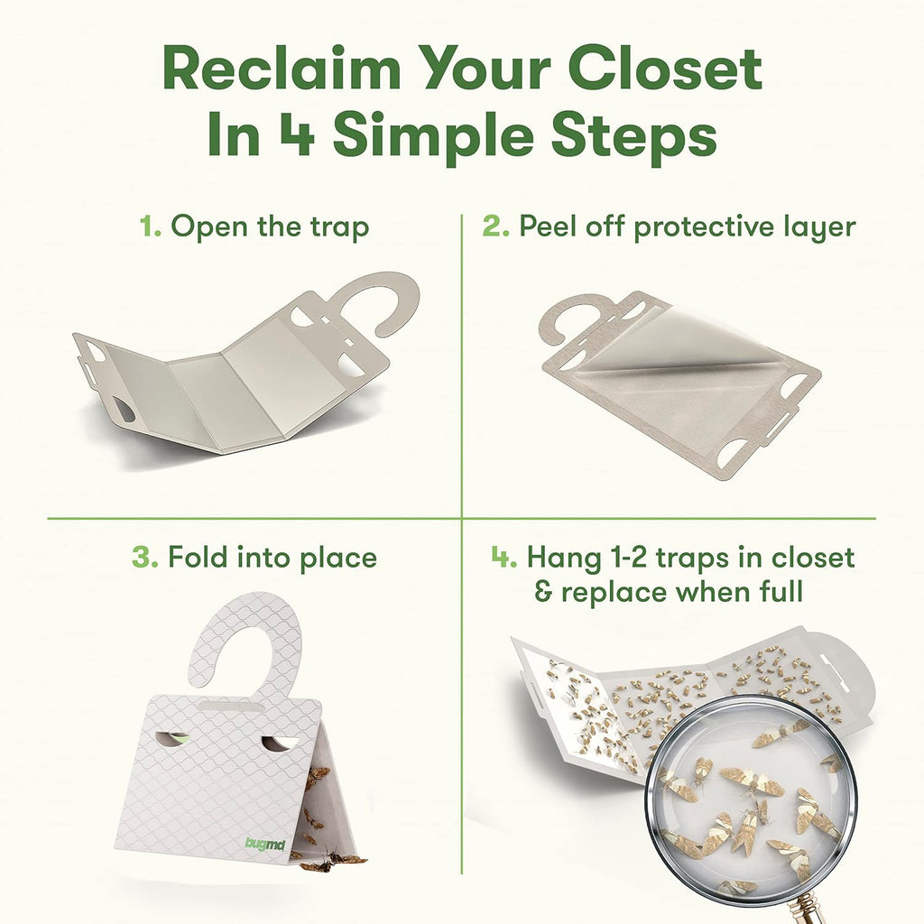 BugMD Clothes Moth Boss Traps (18 Count, White) and Pantry Pest Patrol (18 Count, White) Bundle