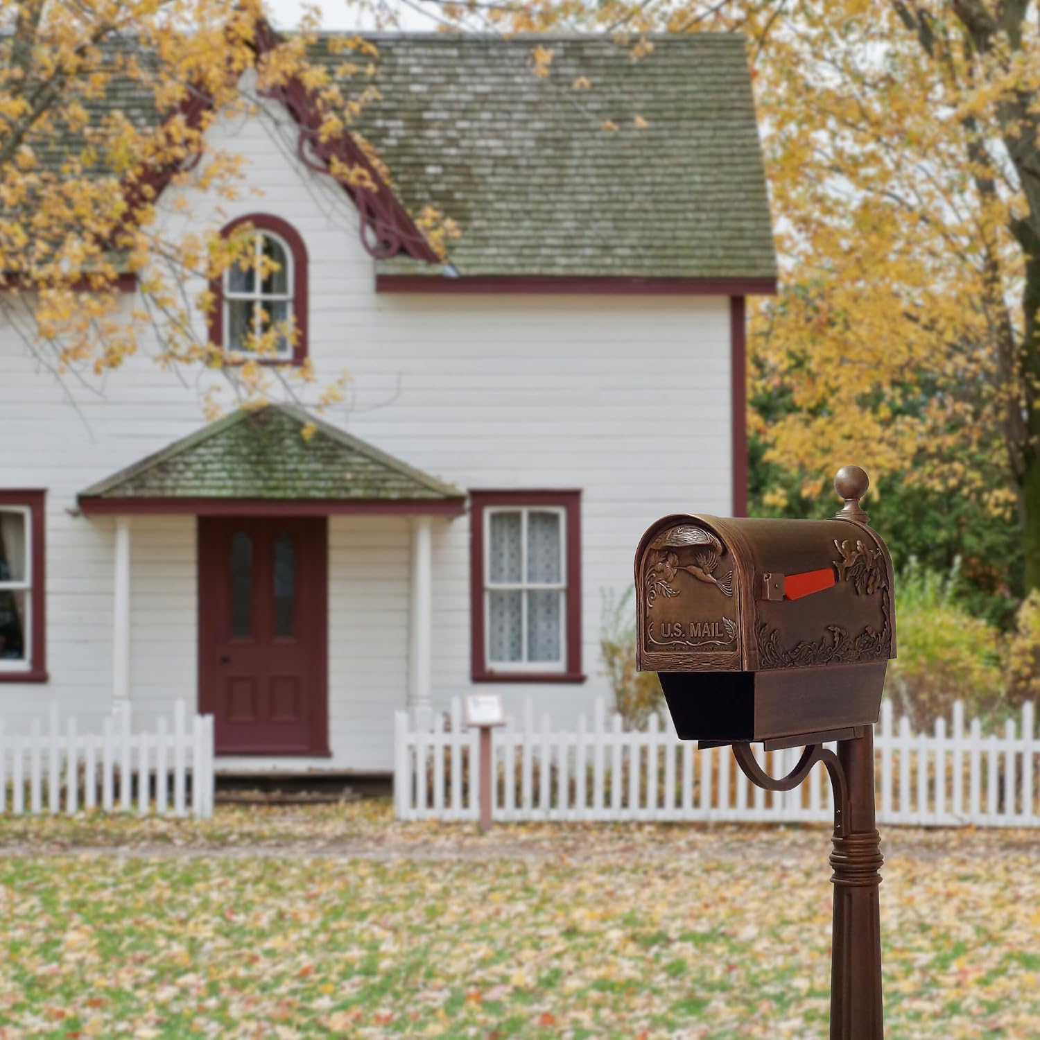 Special Lite Hummingbird Curbside Mailbox with Paper Tube and Ashland Post - Copper Aluminum Mailbox for Post Mount - SCB2005-SPK600-CP