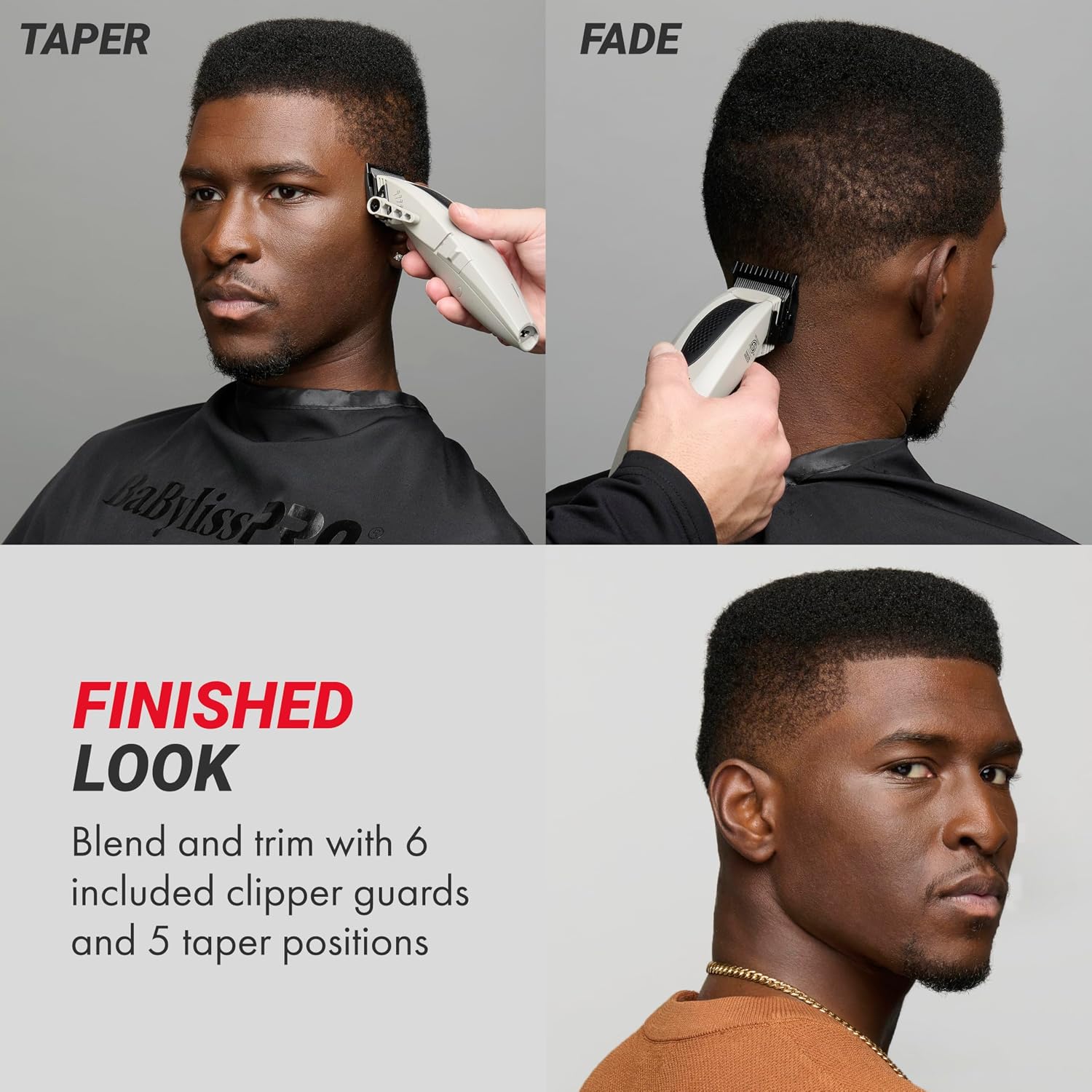 BaBylissPRO LithiumFX Cord/Cordless Lithium Ergonomic Hair Clippers for Men