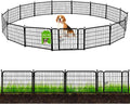 ADAVIN 24 in(H) Garden Fence with Gate, 14 Panels Heavy Duty Iron Metal Animal Barrier Fence, Camping Fence, Garden Fences and Borders for Dogs,Total 34.5 Ft(L), Black