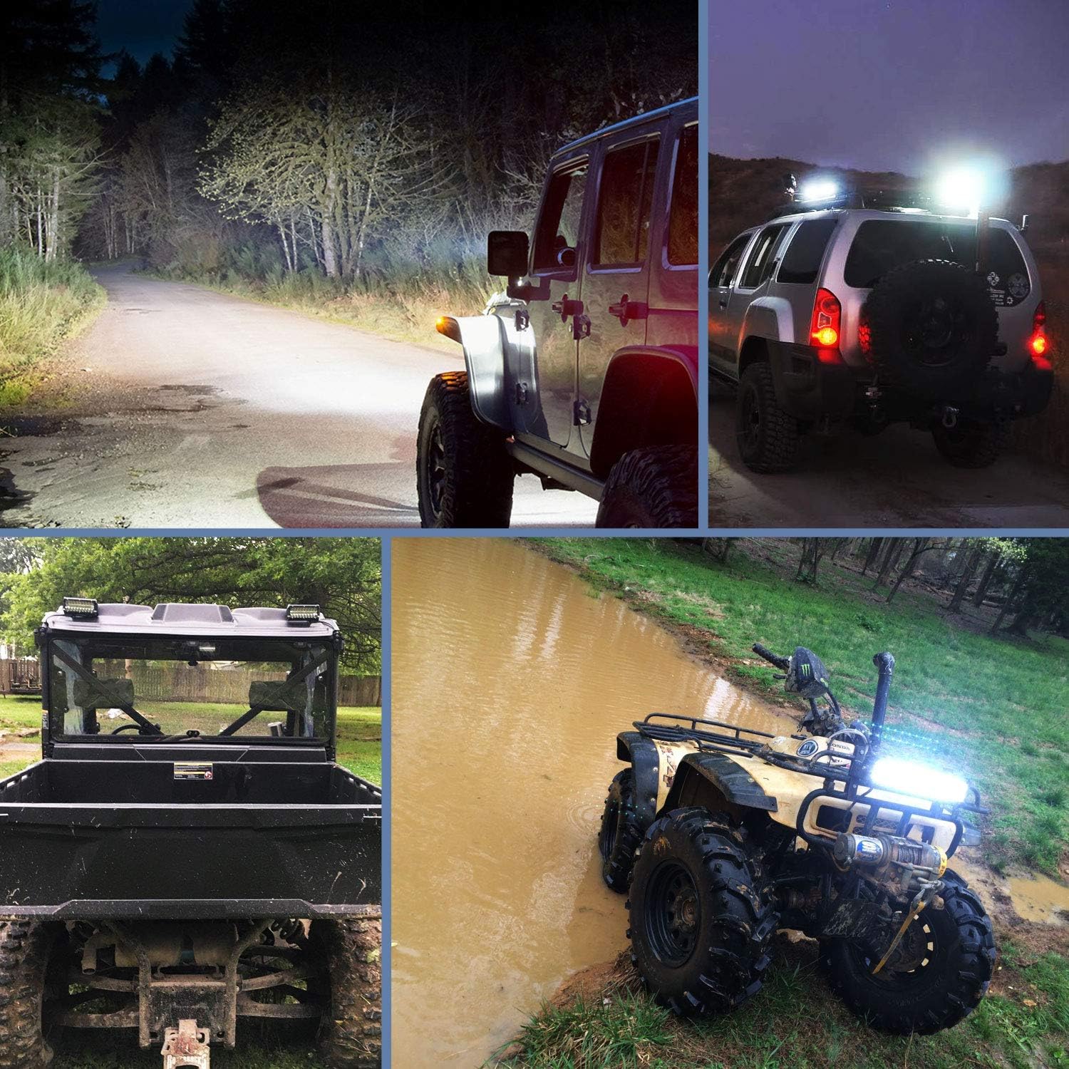 Nilight 18022C-B 6.5Inch 2PCS 6.5 Inch 120W Spot & Flood Combo Bar Driving Waterproof Led Work Light Triple Rows Off-Road Truck Car ATV SUV Jeep Cabin Boat, 2 Years Warranty (Pack of 12)