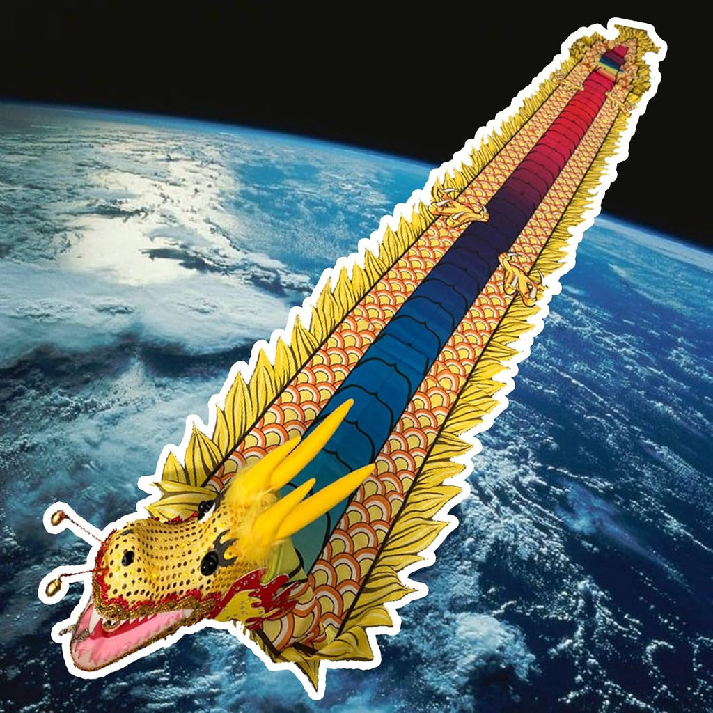 Dragon Poi with Flowing Silk Streamers – Chinese Dragon Head Spinning Toy, 8m/10m/12m Long Outdoor Dance Ribbons – Includes Portable Carry Bag, Perfect for Flow Arts, Festivals & Performance