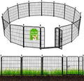 ADAVIN Garden Fence with Gate 32in(H) x 31 ft(L),14 Panels Black Heavy Duty Iron Metal Animal Barrier Fence, Indoor&Outdoor Dog Playpen, Camping Fence, No Dig Garden Border Fencing for Yard