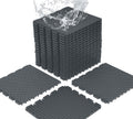 jxgzyy 24 PCS Basketball Court Tiles, 5/8 Inch Thick Interlocking Sport Outdoor Floor Tiles, Non Slip PP Drainage Mat for Tennis Court Drain Deck Pool Patio Shower Kitchen Garage Poach, Light Grey
