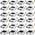 Happybuy Driveway Lights 24-Pack Solar Driveway Lights Bright White with Screw Solar Deck Lights Outdoor Waterproof Wireless Dock Lights 6 LEDs for Path Warning Garden Walkway Sidewalk Steps