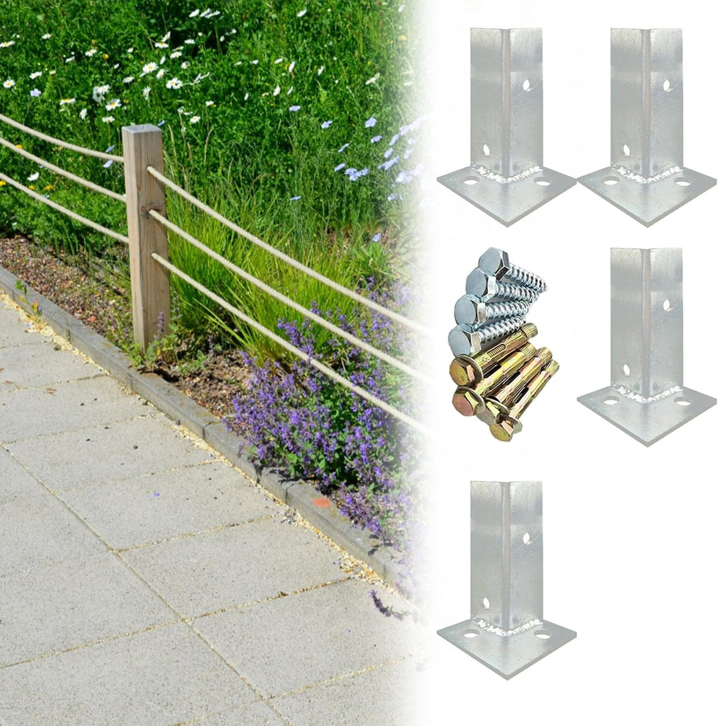 Concrete Post Anchor 2x2 Inch Post Base, Adjustable Pergola Patio Deck Galvanized Adjustable Standoff/Balcony Mailbox Lumber Base Bracket for In-ground Post Support with Screw(4 pcs,40x40x2