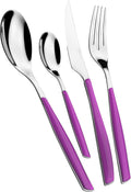 BUGATTI, Glamour 24 Piece Cutlery Set 18/10 Stainless Steel IRIS Colour Handle 6 Person Cutlery Set 6 Spoons 6 Forks 6 Knives 6 Teaspoons