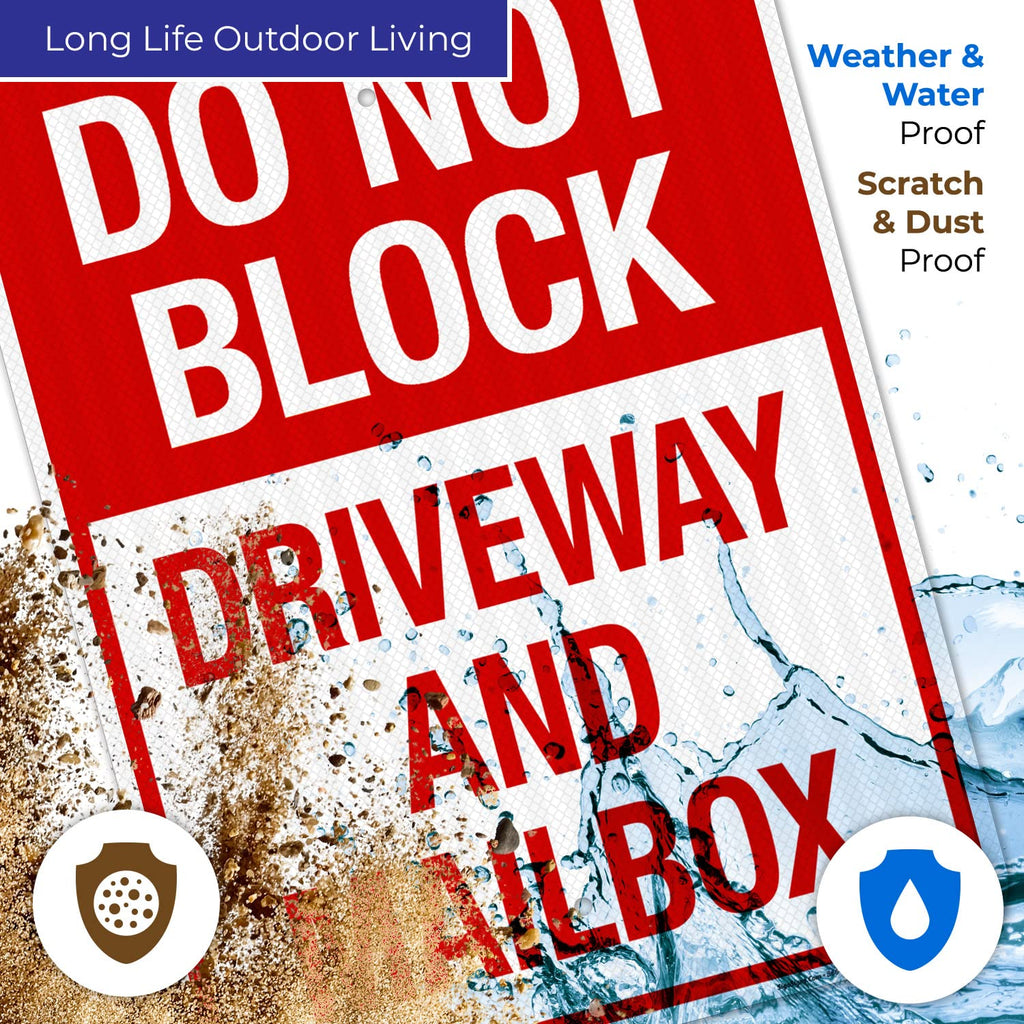 Do Not Block Driveway and Mailbox Sign, 18x24 Inches, 3M EGP Reflective with Post & Cast Iron Base Stand Set Made in USA by Sigo Signs