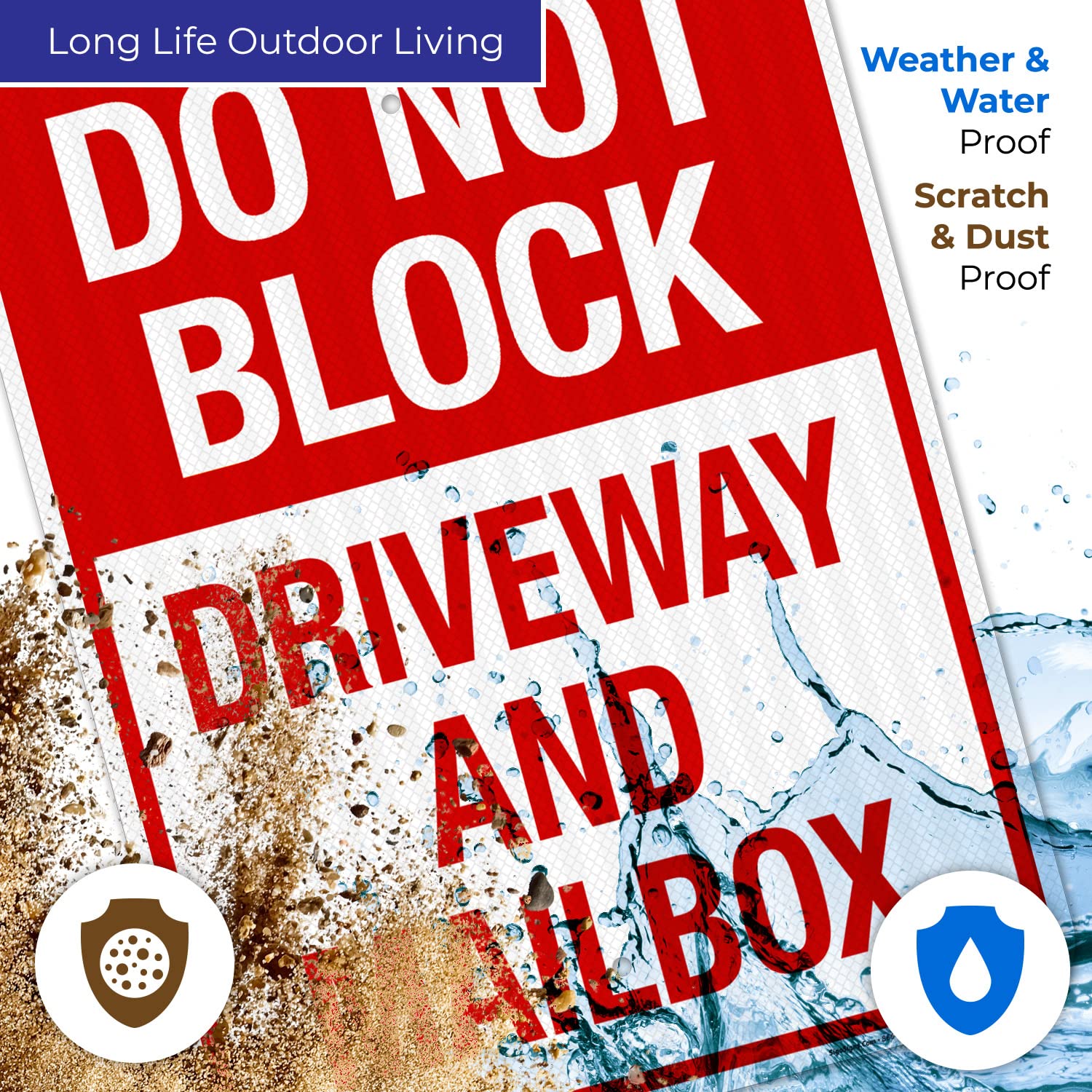 Do Not Block Driveway and Mailbox Sign, 18x24 Inches, 3M EGP Reflective with Post & Cast Iron Base Stand Set Made in USA by Sigo Signs