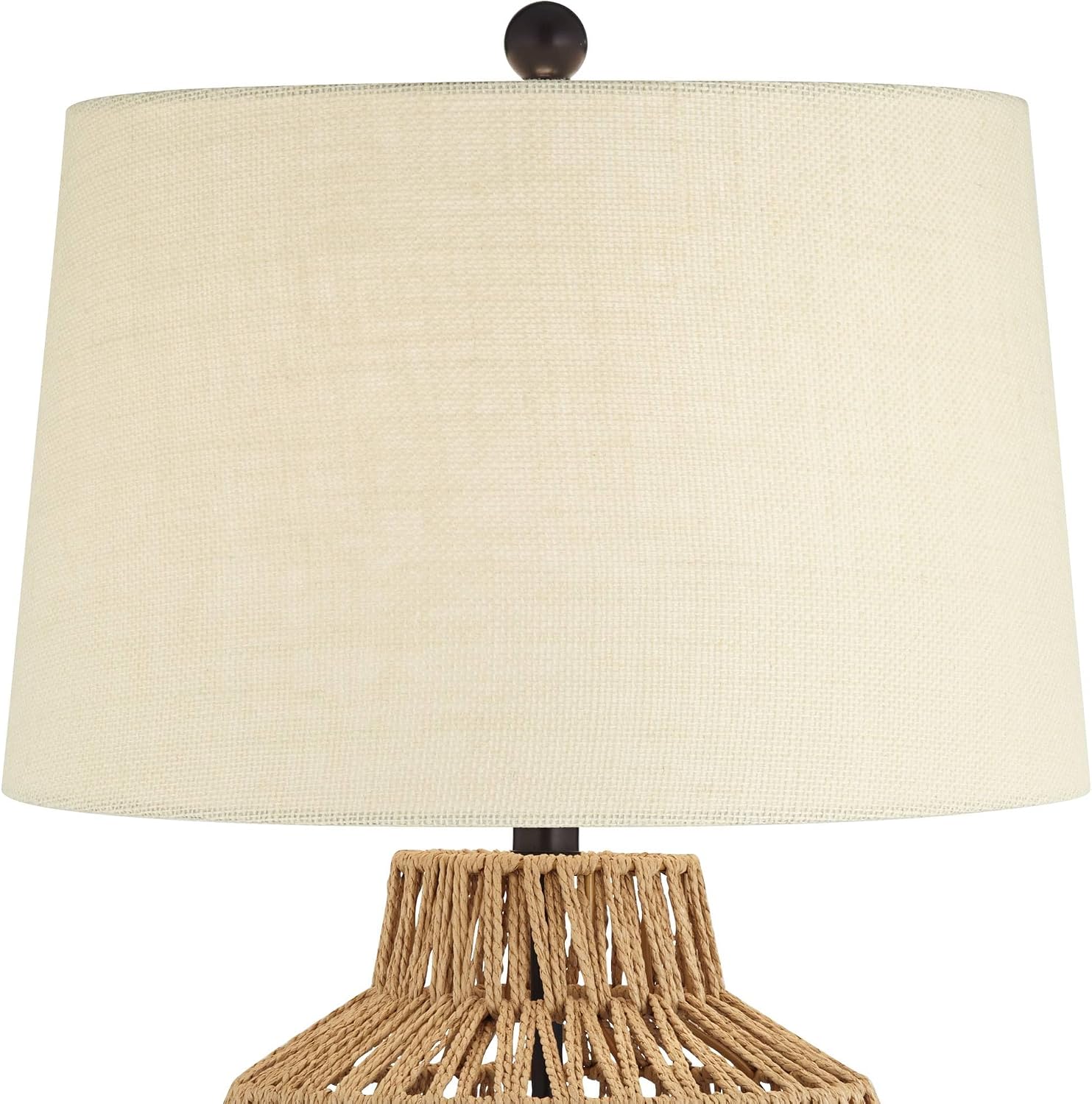 360 Lighting San Marcos 27' Tall Modern Coastal Cottage Core Table Lamps Set of 2 Natural Wicker Metal Fabric Oatmeal Shade Living Room Bedroom Bedside Nightstand House Office Home Reading Kitchen