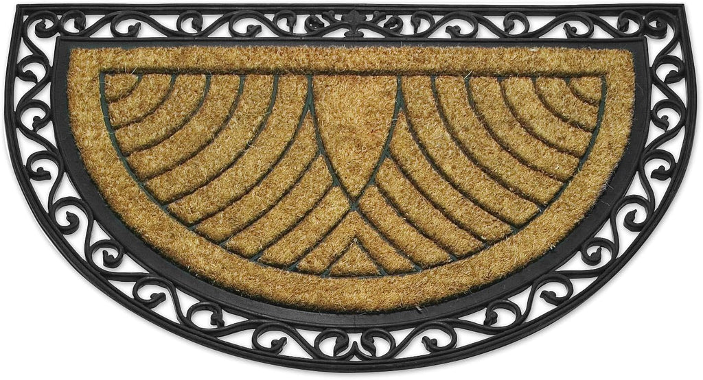 Abbott Collection Coir & Rubber Semicircle Doormat - Themed Indoor and Outdoor Mats for Front Door - Thick Durable Non-Slip Welcome Mats (30 x 48 Inch)