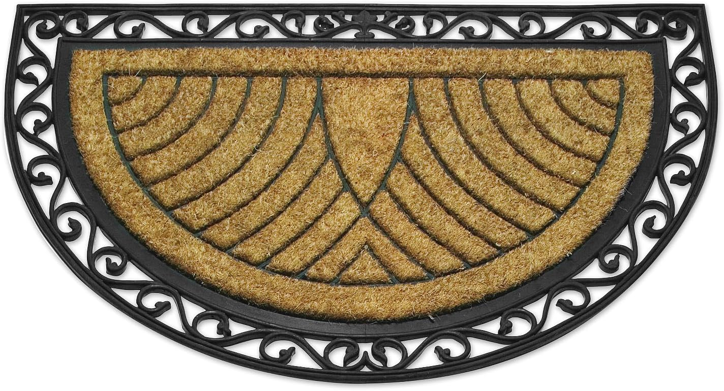 Abbott Collection Coir & Rubber Semicircle Doormat - Themed Indoor and Outdoor Mats for Front Door - Thick Durable Non-Slip Welcome Mats (30 x 48 Inch)