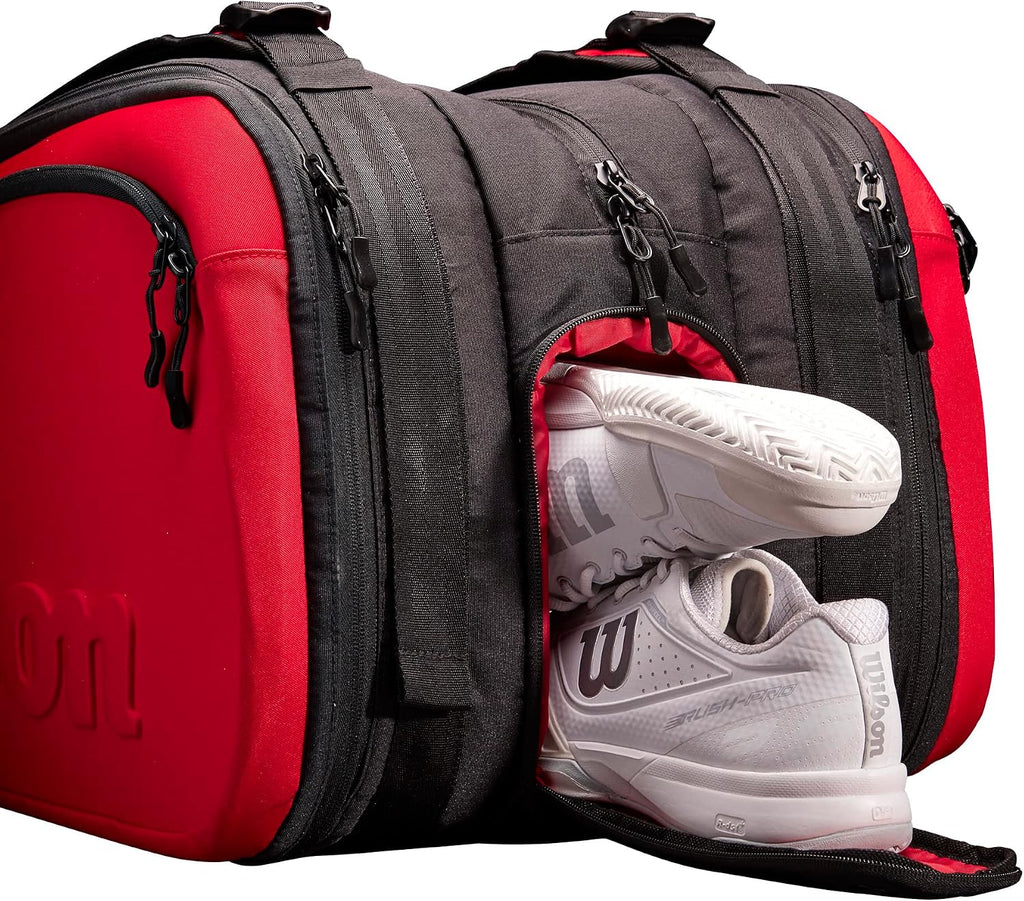 Wilson Clash V2 Super Tour Tennis Racket Bag - Red/Black, Holds up to 15 Rackets