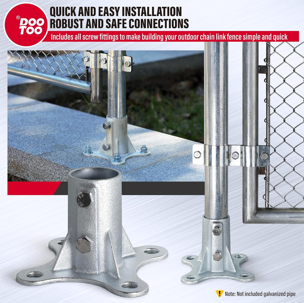 Chain Link Fence Post Flange - 2' Heavy Duty Round Post Base Bracket (8-Pack) Fits 1-7/8' Outer Diameter Fence/Mailbox/Flag Posts - Floor Mount Flange Kit