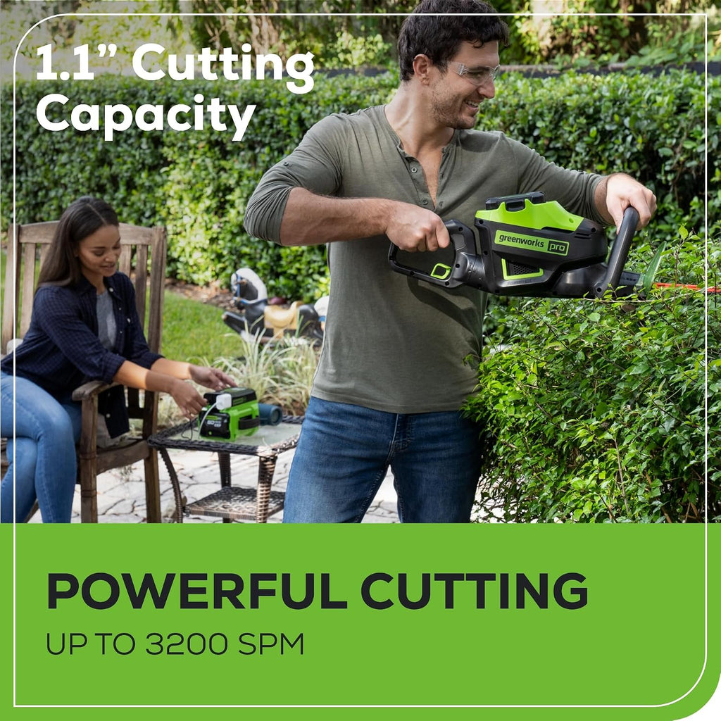 Greenworks 60V 26' Brushless Cordless Battery-Powered Hedge Trimmer, 2.0Ah Battery and Charger Included