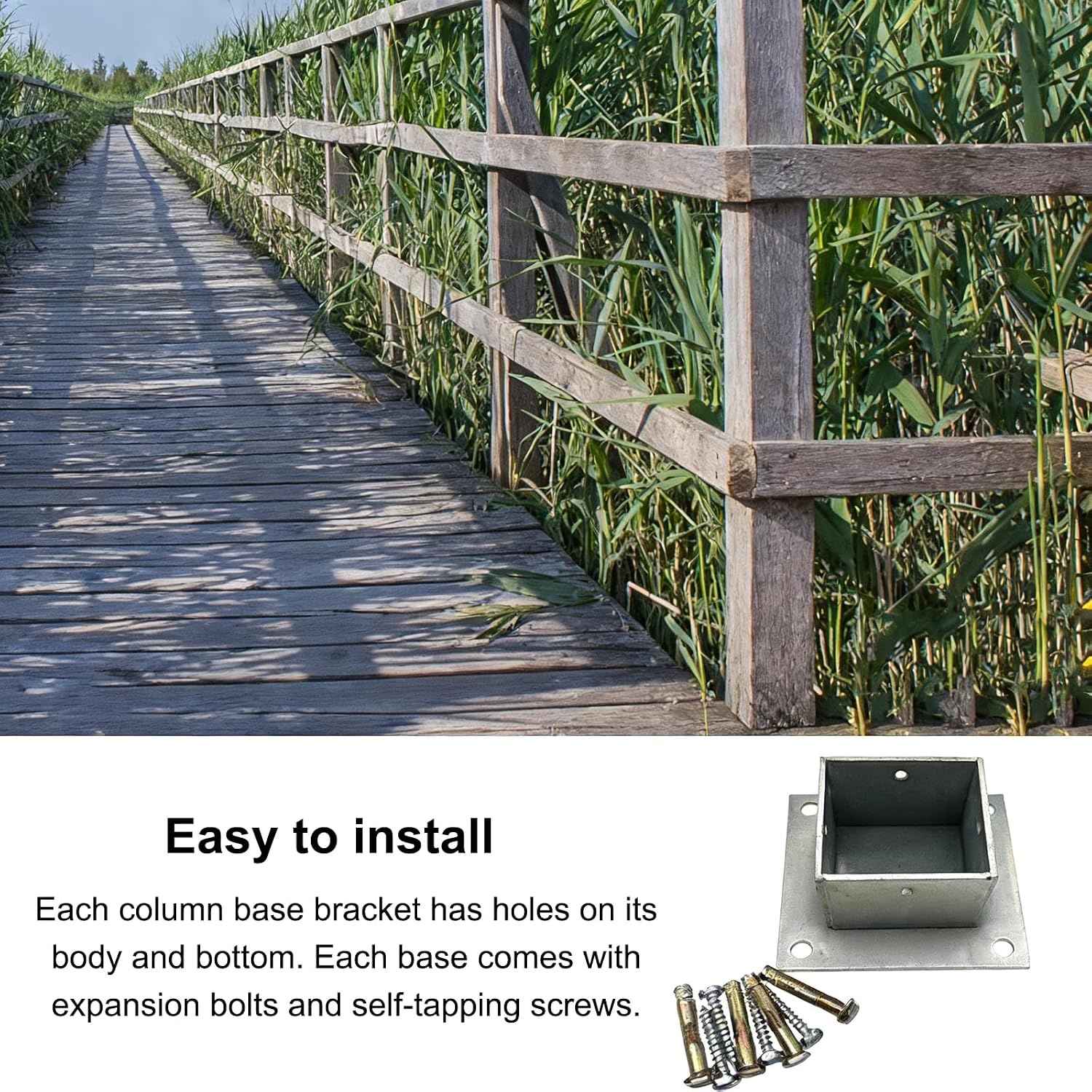 Post Holder Base Bracket, Square Fence Post Anchor for Concrete Ground, Concrete Ground Holder for Pergola, Mailbox Post and Railing Support(2 Pcs)(1.6×1.6In/40×40Mm)