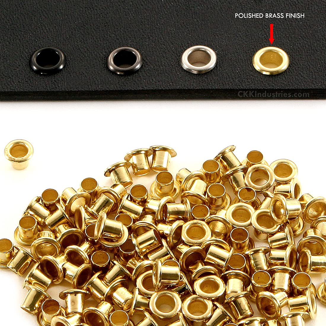 Eyelet Setting Tools & Eyelets Combo - (1) [ #6 & #8 Eyelet Setting Dies (3/16 & 1/4 Inch) ] + (100) [#6-6 & #8-9 Brass Eyelets (3/16 & 1/4 Inch diameters)] - for Holster Making, Sewing, Repair, etc.