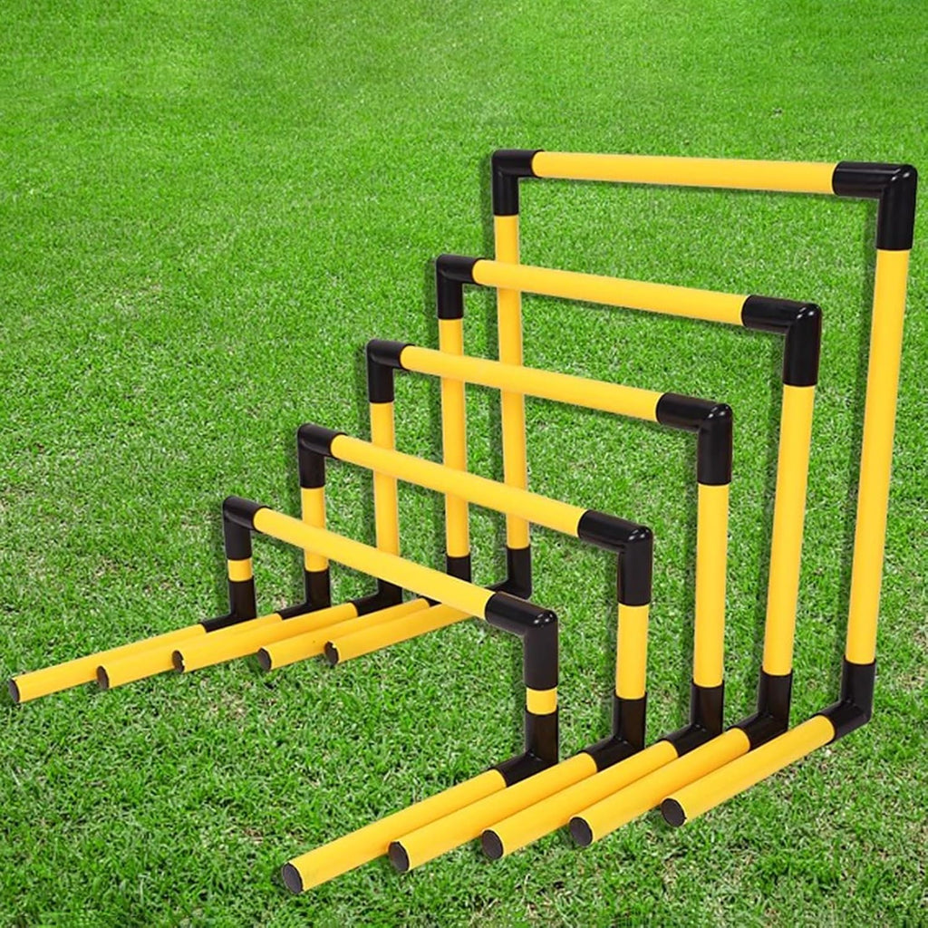 Portable Hurdles Training Equipment, 5 Pack Different Height Hurdles for Kids, Plastic Soccer Agility Workout Trainer Kit, Track and Field Hurdles (Color : Yellow)