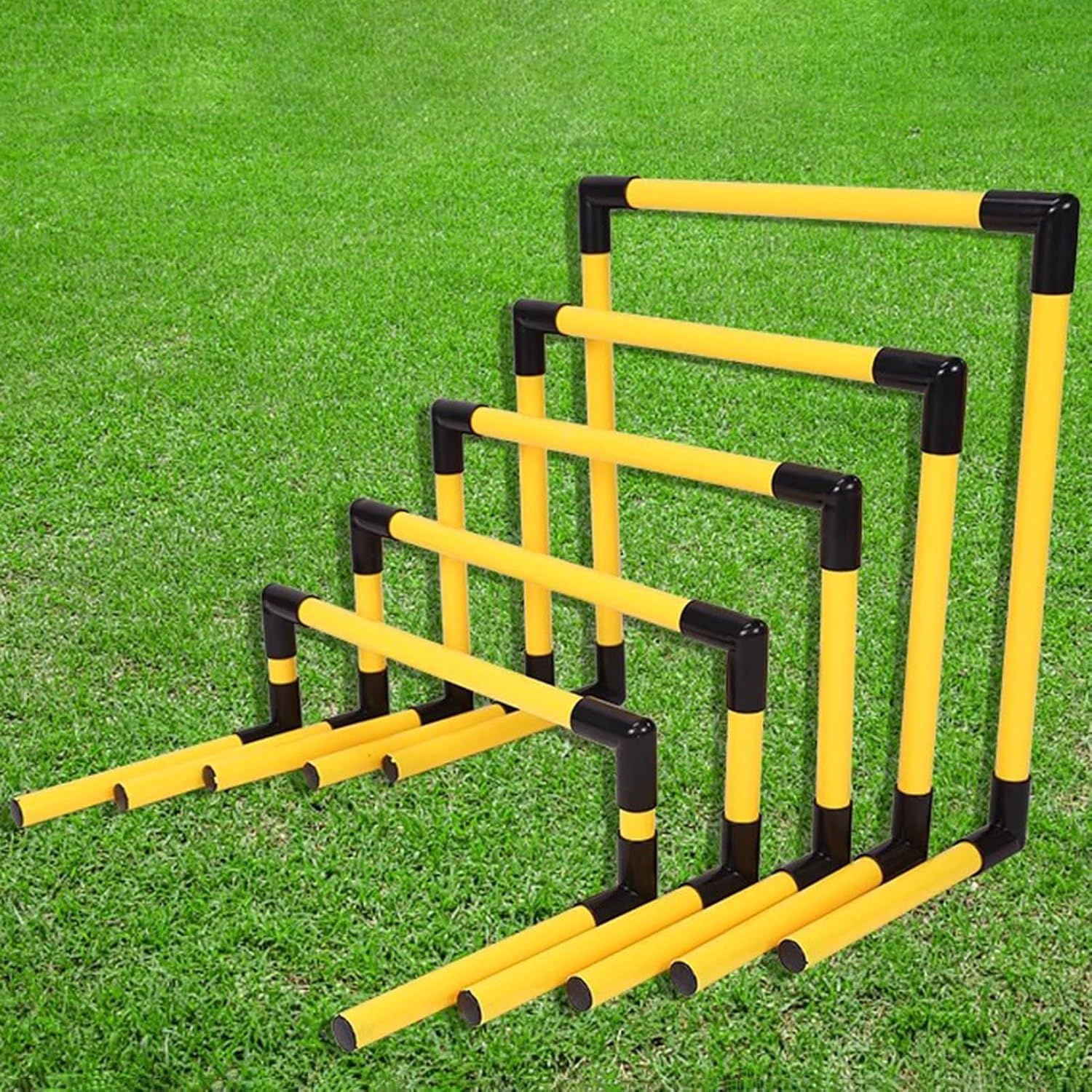 Portable Hurdles Training Equipment, 5 Pack Different Height Hurdles for Kids, Plastic Soccer Agility Workout Trainer Kit, Track and Field Hurdles (Color : Yellow)