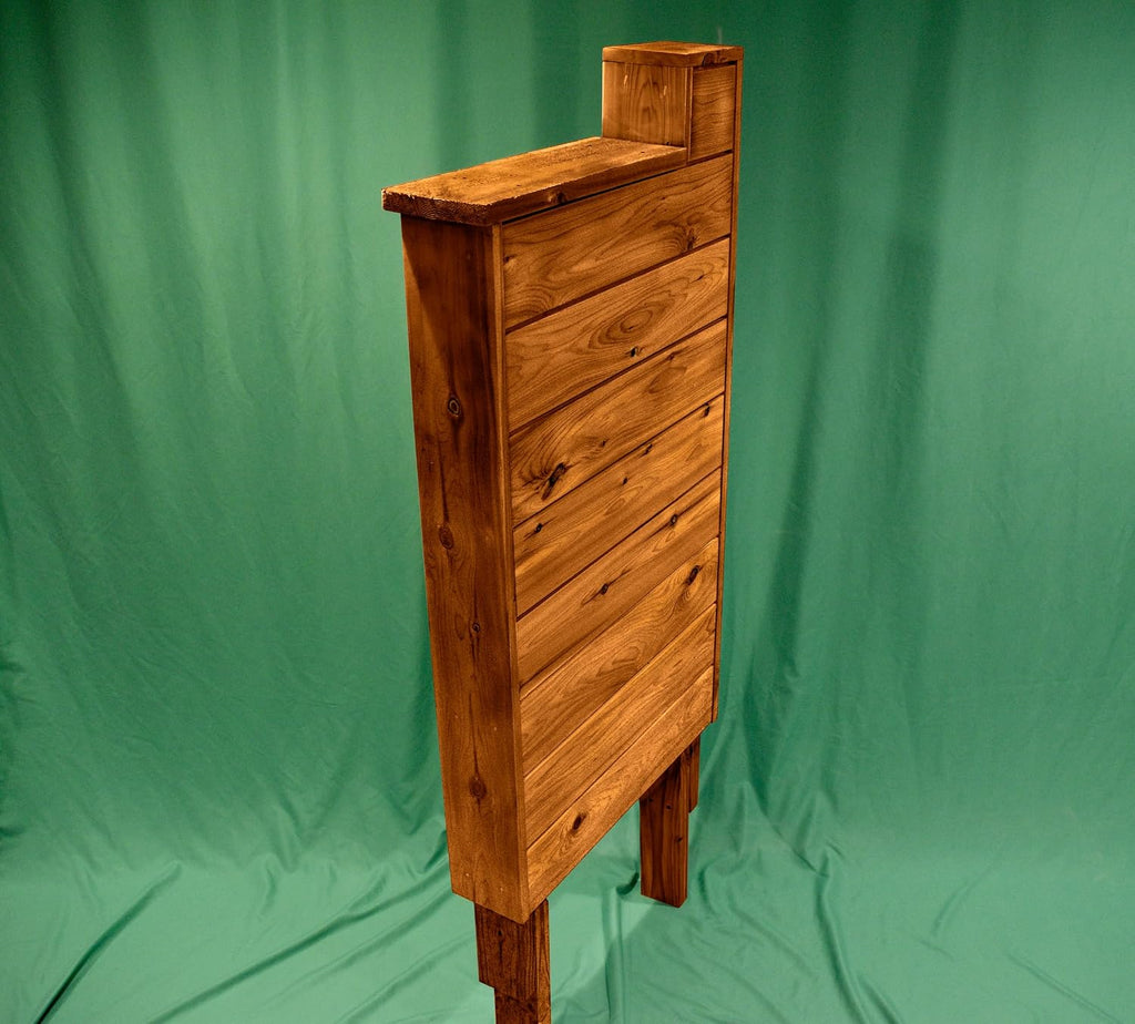 Farmhouse Wood Mailbox Stand, Teak Finish - Shiplap Style, Post Mount, Solid Cedar, Amish Handcrafted in USA